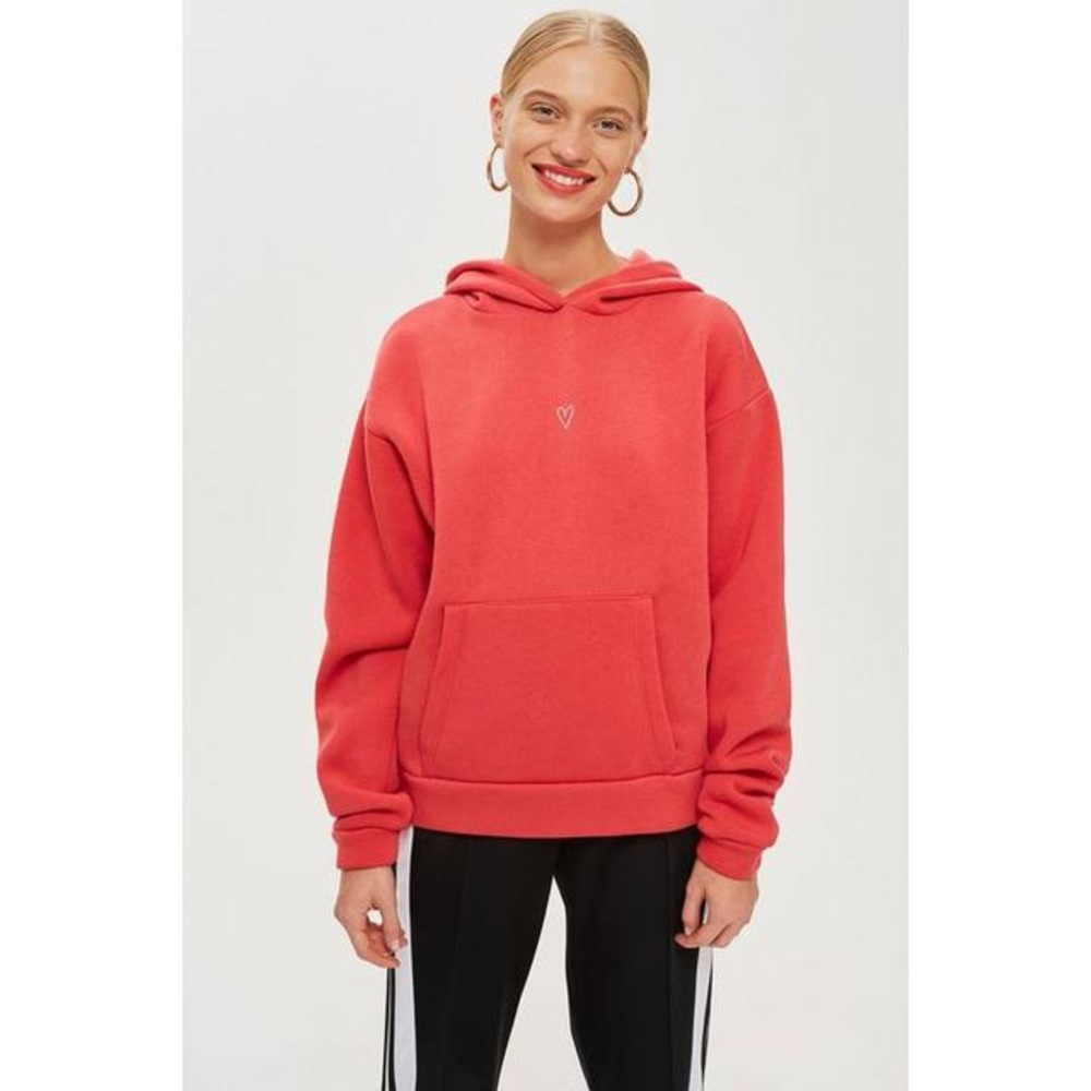 TOPSHOP | Red Glitter Heart Hoodie
